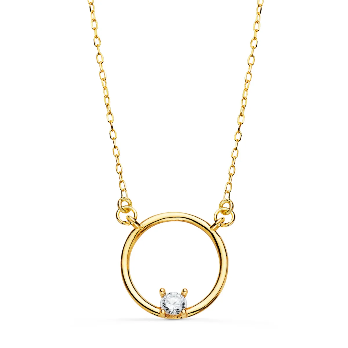 18K GARGANTILLA ORO AMARILLO MOTIVO REDONDO CON CIRCONITA. ANCHO: 12MM CADENA: 40 2 CM