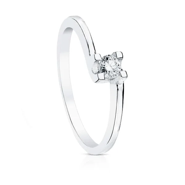18K SOLITARIO DIAMANTE NATURAL TALLA BRILLANTE ORO BLANCO 0.150 QTS. SI-H