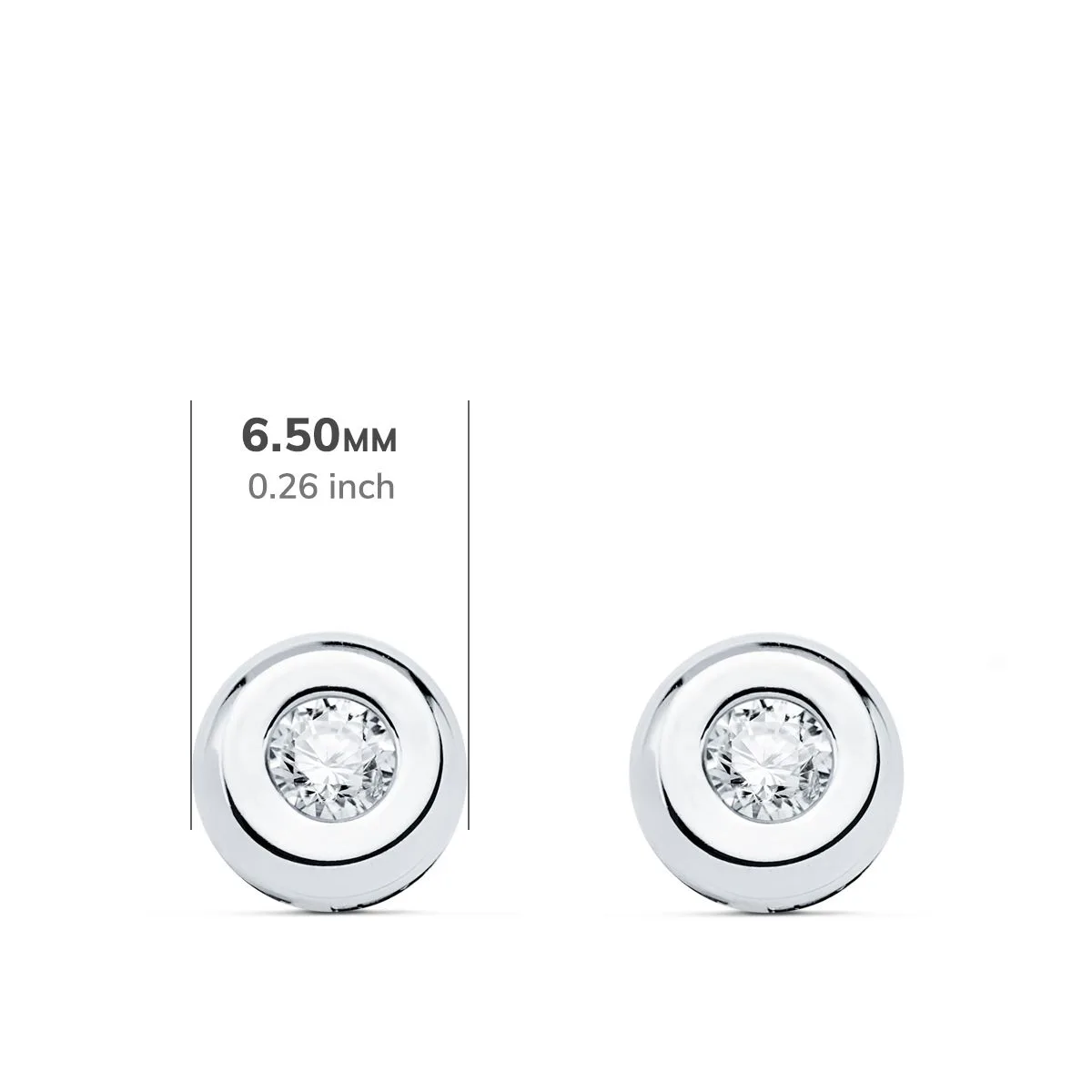 18K PENDIENTES CHATON ORO BLANCO DIAMANTES LABORATORIO 0,200 QTS VS2-G. MEDIDA: 6,5 X 6,5 MM. CIERRE PRESION — vista 2