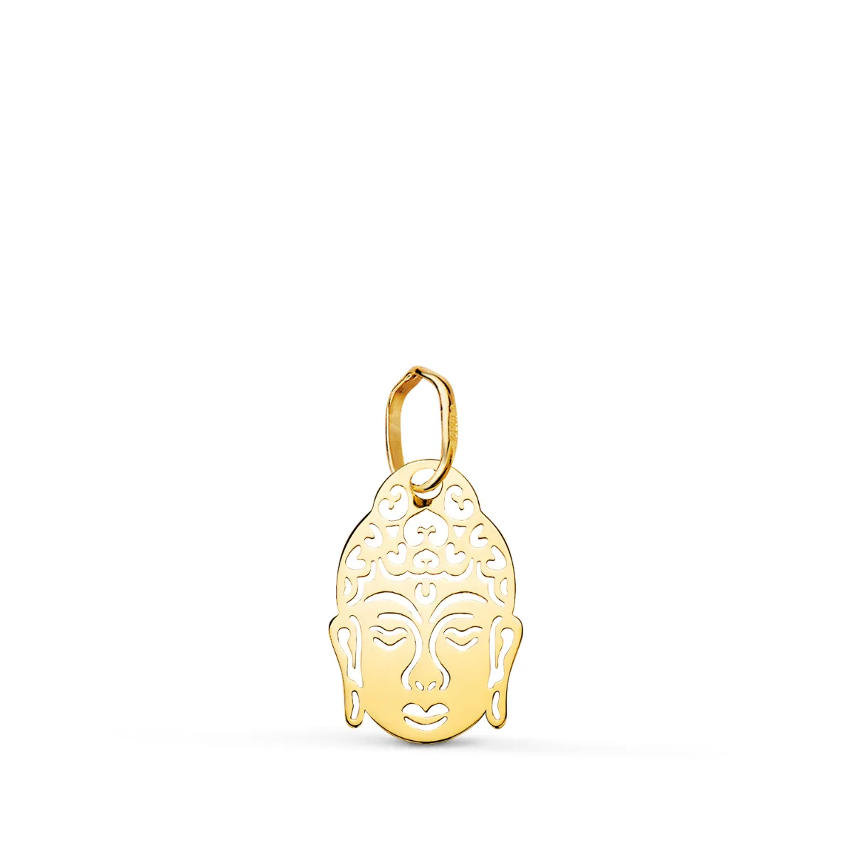 18K COLGANTE AMULETO ORO AMARILLO CABEZA DE BUDA CALADO. MEDIDA: 14 X 9 MM