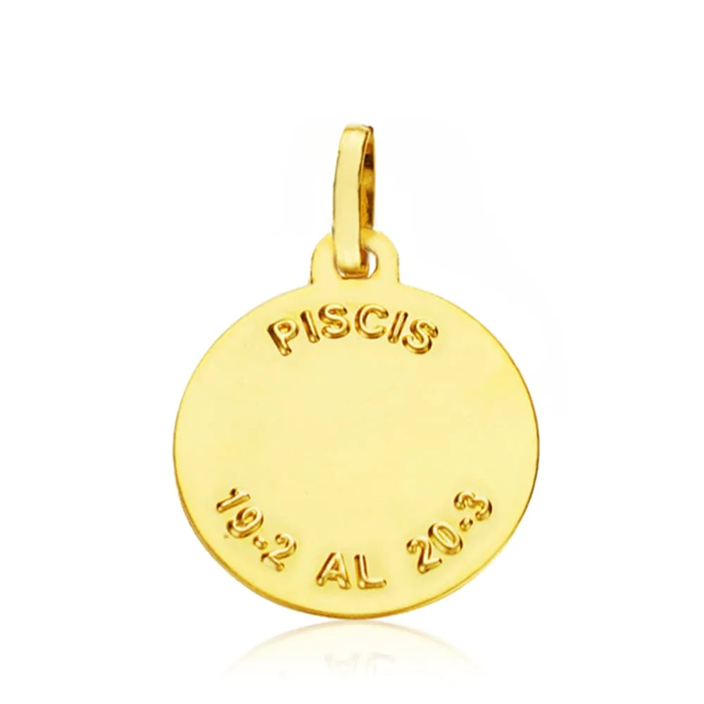 18K PLACA HOROSCOPO ORO AMARILLO PISCIS 16 MM — vista 2