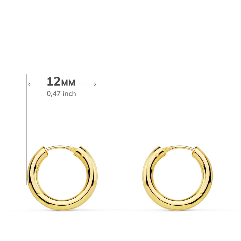 18K AROS ORO AMARILLO REDONDOS LISOS LIGEROS 12X2 MM — vista 3