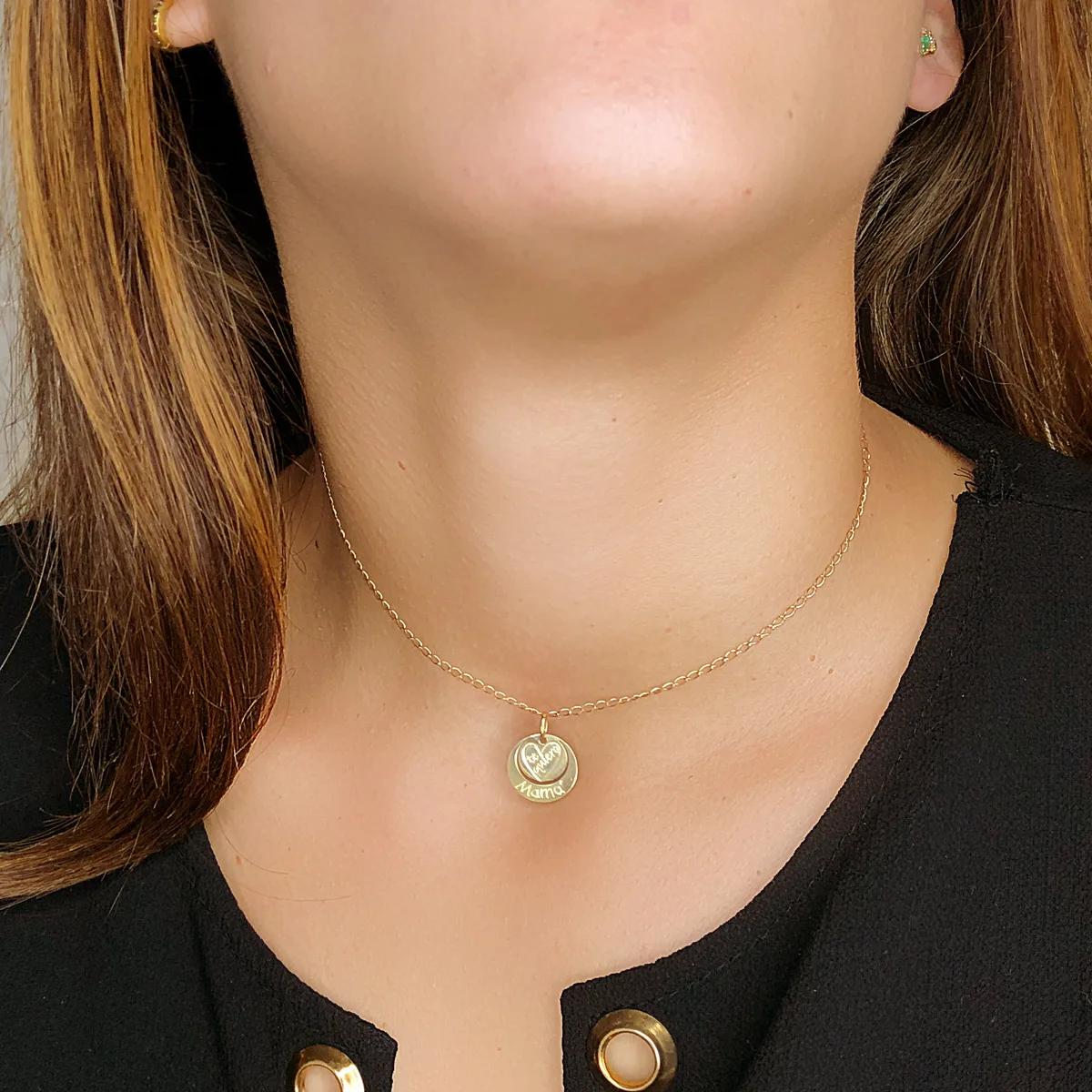 18K COLGANTE ORO AMARILLO REDONDO TE QUIERO MAMA CORAZON GRABADO. 14 MM — vista 2