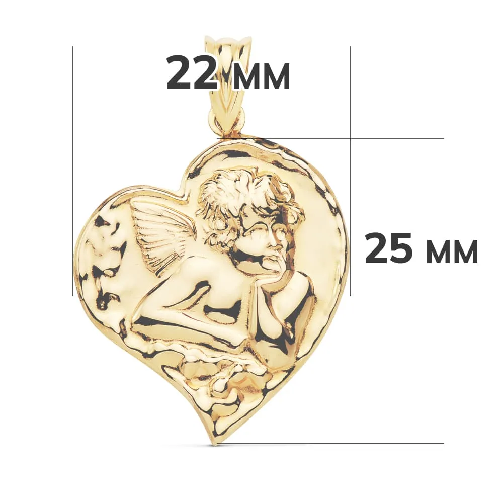 18K COLGANTE ORO AMARILLO ANGELITO CORAZON 25X22 MM C. AMOR — vista 2