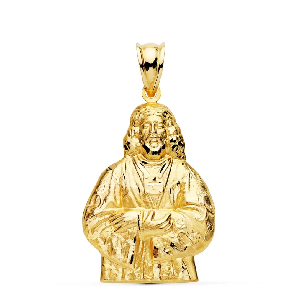 18K COLGANTE MEDALLA  SILUETA CRISTO MEDINACELLI ORO AMARILLO 31X20 MM