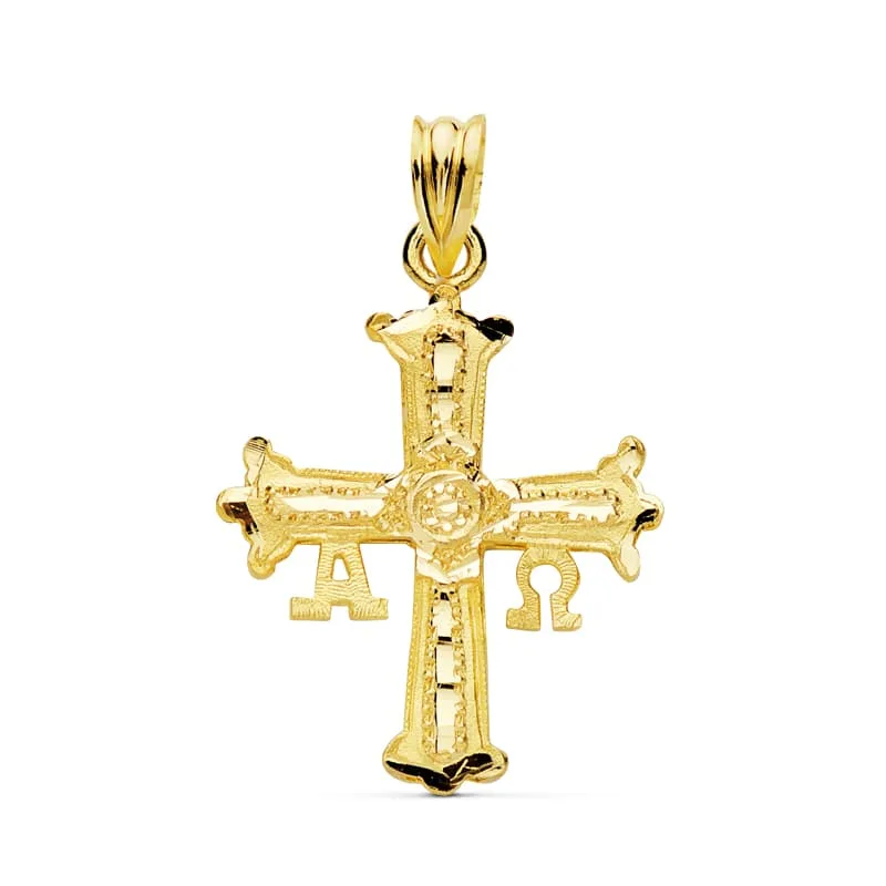9K CRUZ DE COVADONGA O VICTORIA ORO AMARILLO 27X24 MM