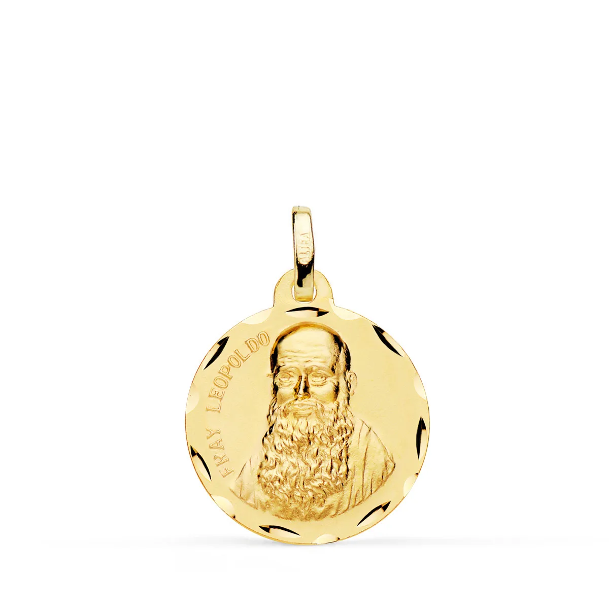 18K MEDALLA ORO AMARILLO FRAY LEOPOLDO TALLADA 18 MM