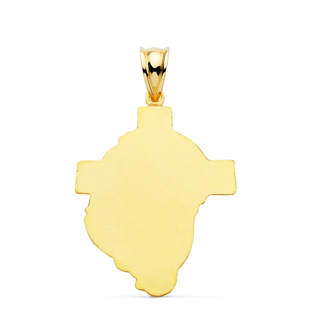 18K COLGANTE ORO AMARILLO CABEZA DE CRISTO CON CRUZ 35X25 MM — vista 2