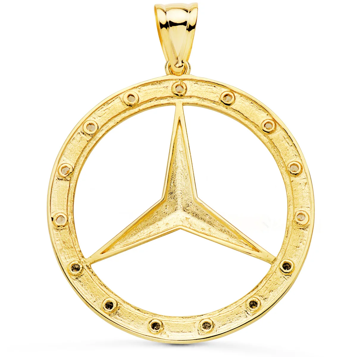 18K MEDALLA ORO AMARILLO ESTRELLA CON CERCO Y CIRCONITA 35 MM — vista 2