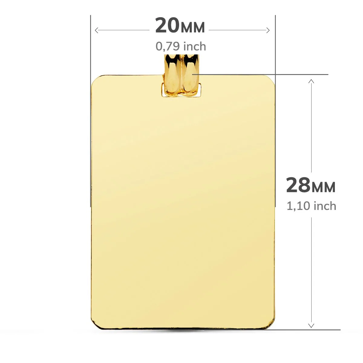 18K PLACA CHAPA ORO AMARILLO BRILLO LISA 28X20 MM — vista 2