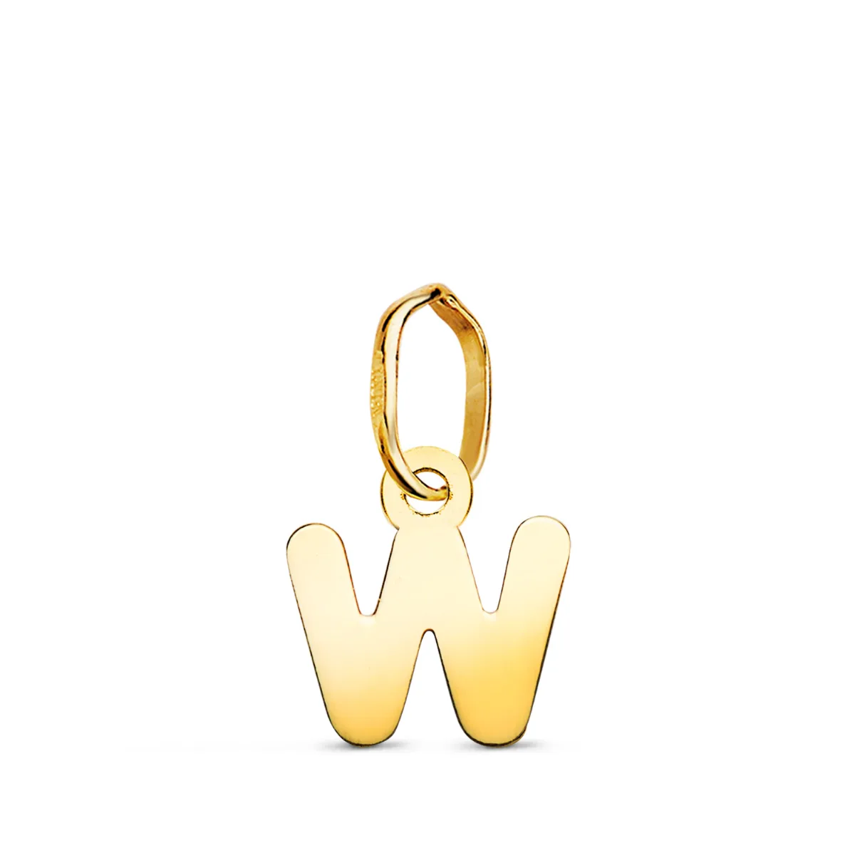 18K COLGANTE ORO AMARILLO LETRA " W " EN BRILLO. 8 X 4,5 MM