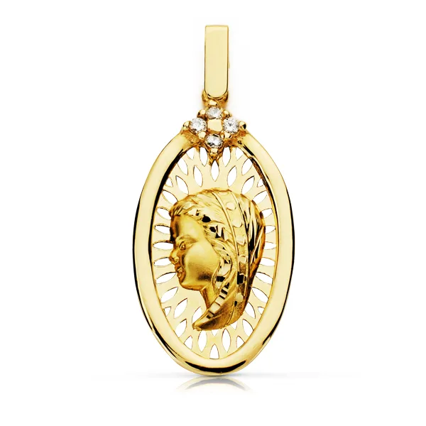 9K MEDALLA ORO AMARILLO VIRGEN NIÑA 27X15 MM