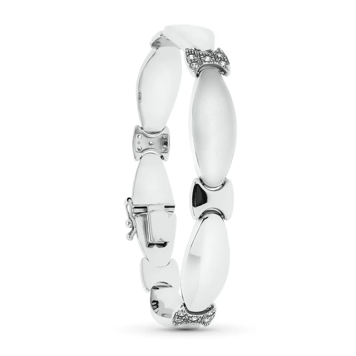 18K PULSERA ORO BLANCO MATE Y BRILLO 19.5 CM
