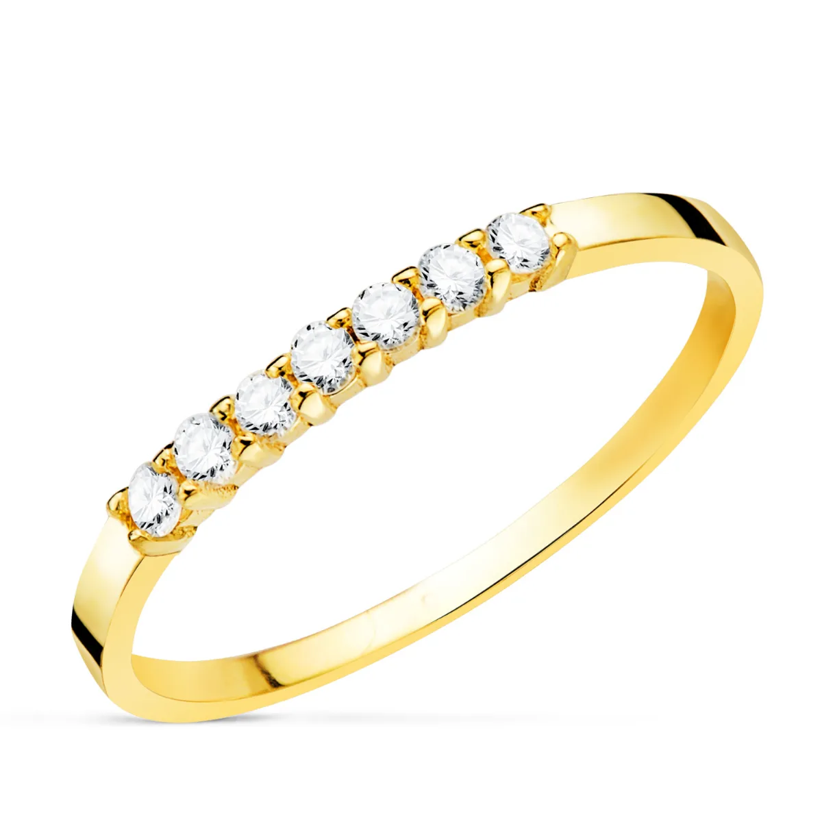 18K ALIANZA O  ANILLO ORO AMARILLO 7 DIAMANTES DE LABORATORIO TALLA BRILLANTE 0,160 QTS. VS2-G   ANCHO 1,7 MM GROSOR 1,1 MM