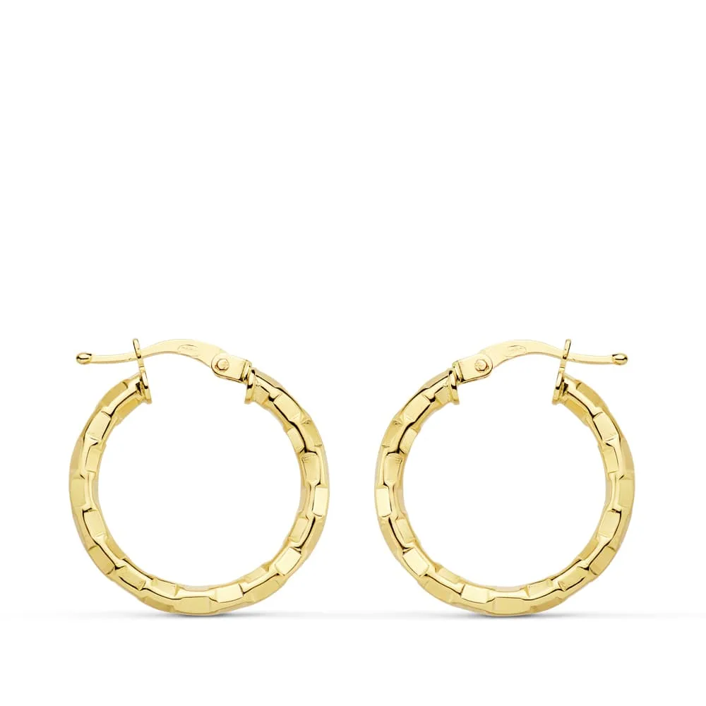 18K AROS ORO AMARILLO HUECOS CUADRADOS 20X2 MM