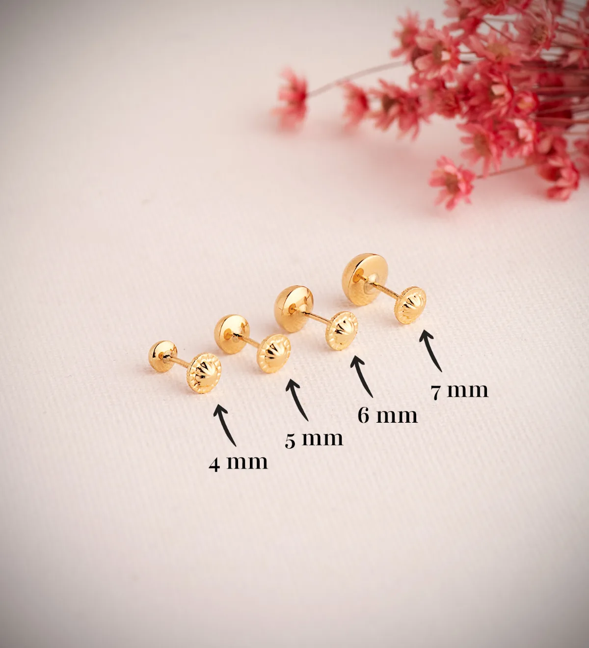 18K PENDIENTES ORO AMARILLO MEDIA BOLA LISA HUECA. ANCHO: 7 MM. CIERRE TUERCA — vista 3
