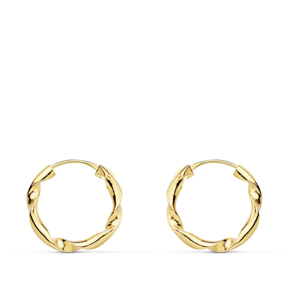 18K AROS ORO AMARILLO HUECOS RETORCIDOS. 14X2 MM
