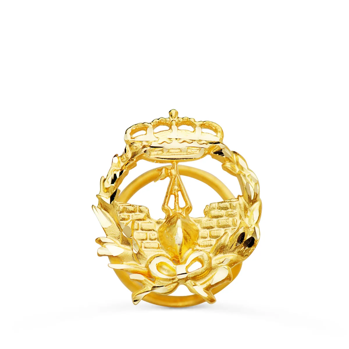18K INSIGNIA ORO AMARILLO INGENIERO NAVAL 17 X 14 MM
