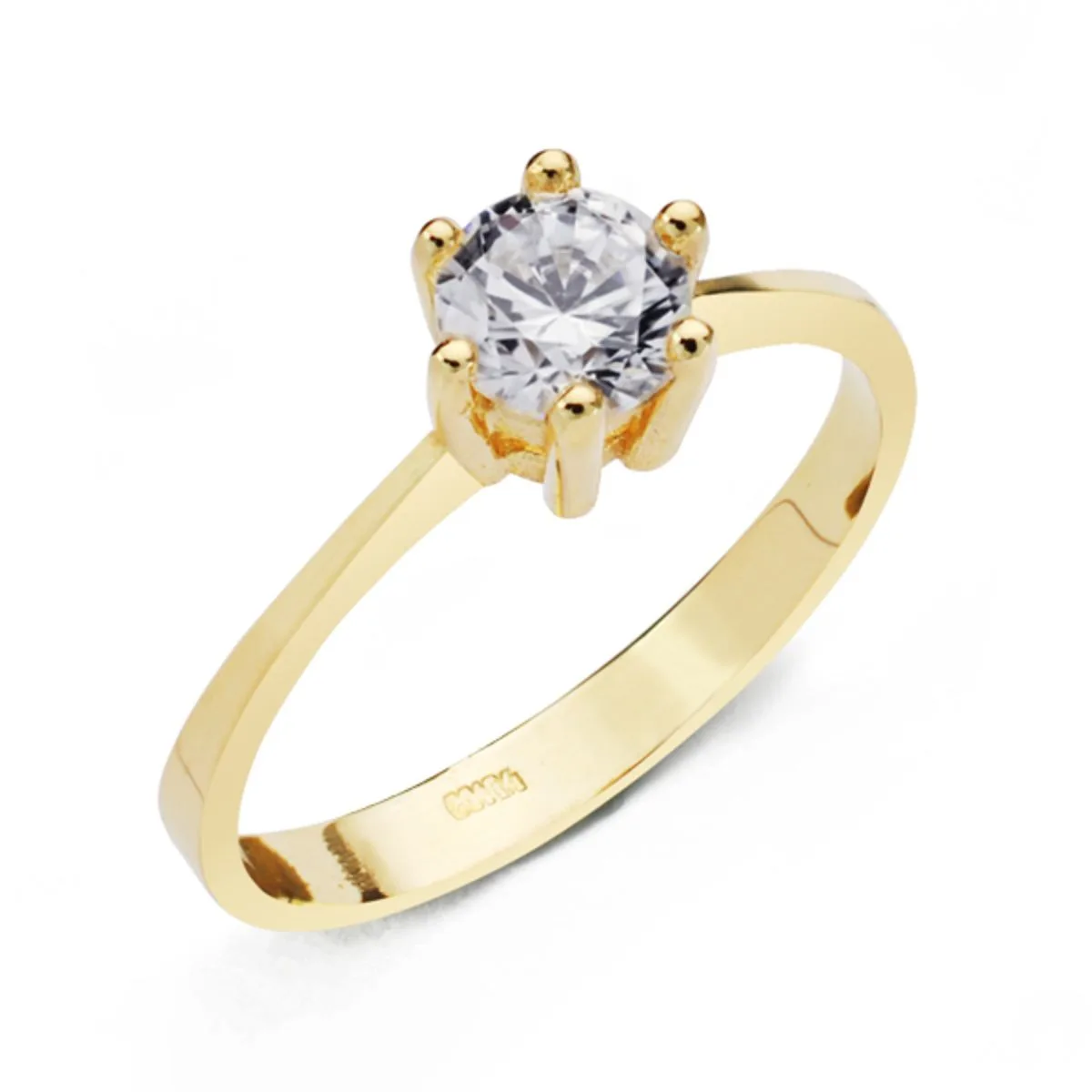 9K SOLITARIO ORO AMARILLO CON CIRCONITA EN 6 GARRAS DE 5,5 MM