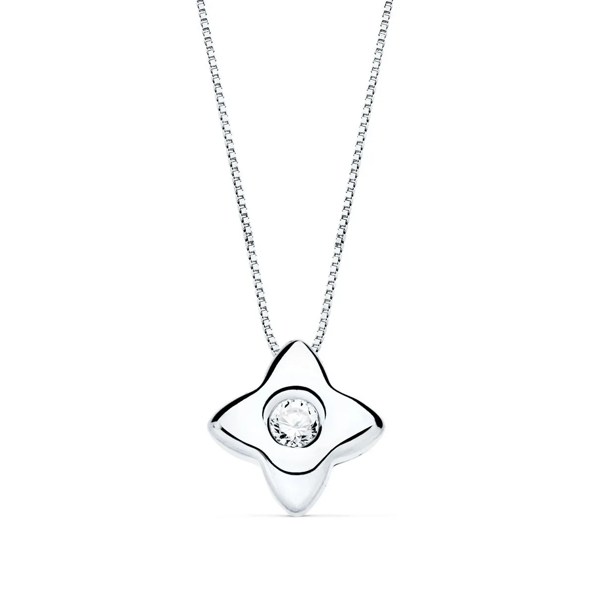 18K GARGANTILLA ORO BLANCO ESTRELLA 6MM CON DIAMANTE LABORATORIO 0,050 QTS. G-VS2. CADENA 42CM