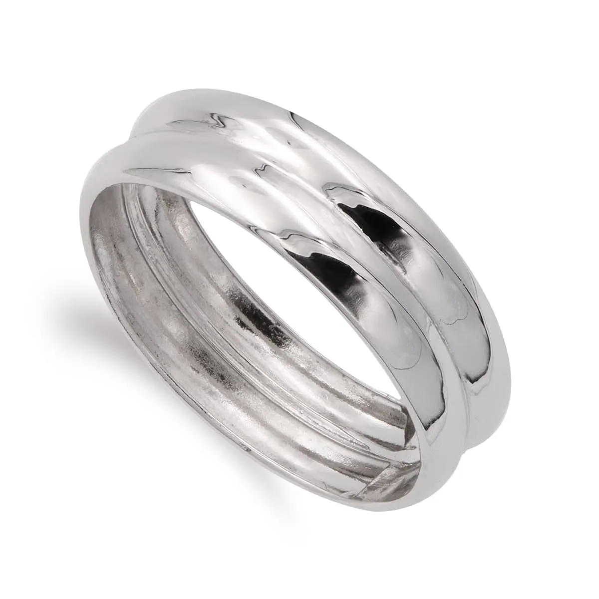 18K SORTIJA ORO BLANCO DOS BANDAS EN BRILLO. ANCHO: 7 MM