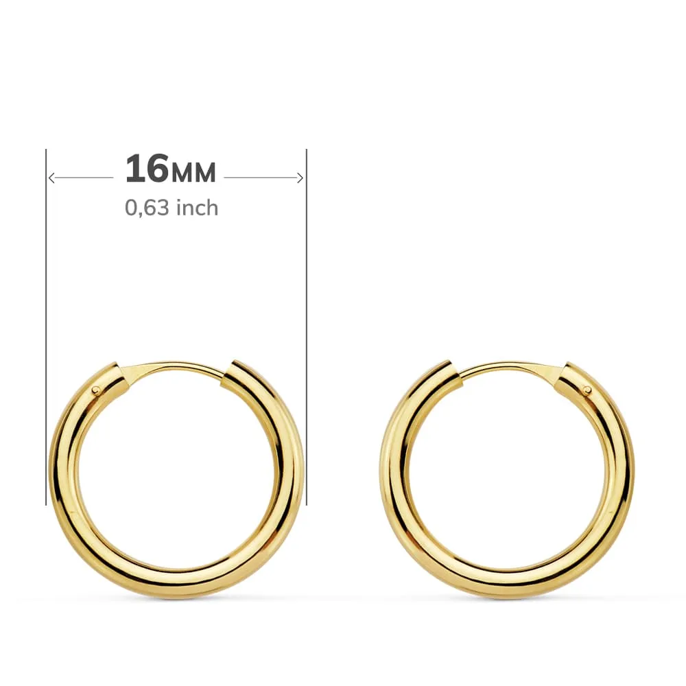 18K AROS ORO AMARILLO REDONDOS LISOS LIGEROS 16X2 MM — vista 3