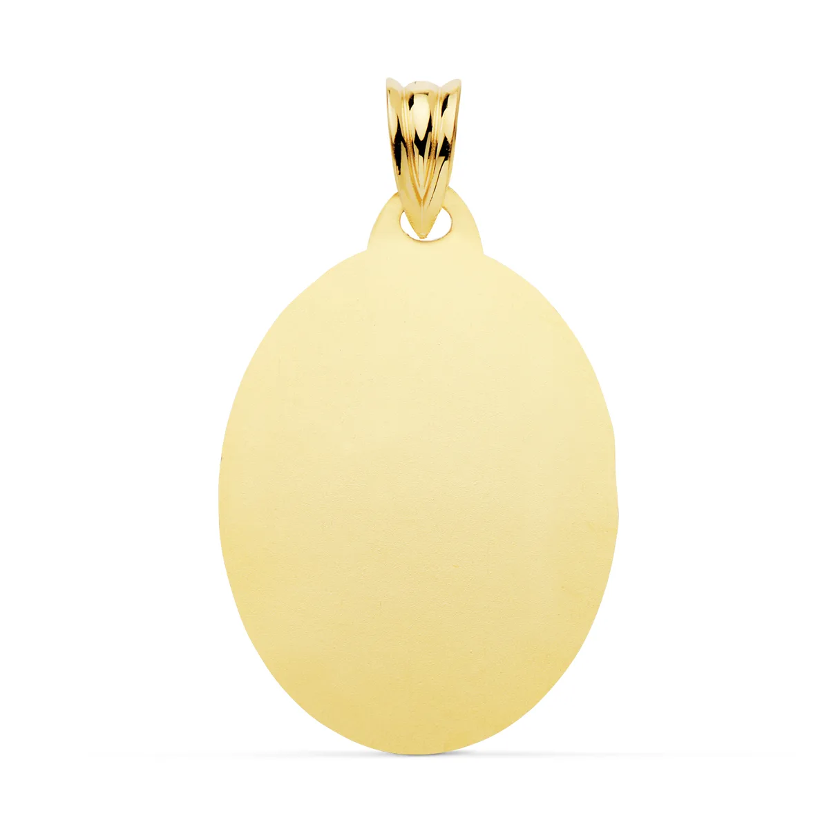 9K PLACA CHAPA OVAL ORO AMARILLO BRILLO 26X20 MM