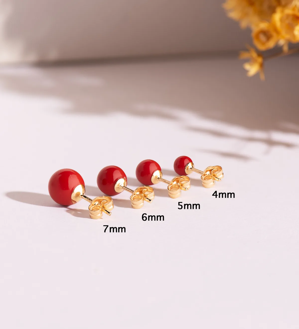 18K PENDIENTES ORO AMARILLO CORAL CON CASQUILLA. MEDIDA: 5 MM. CIERRE PRESION — vista 3