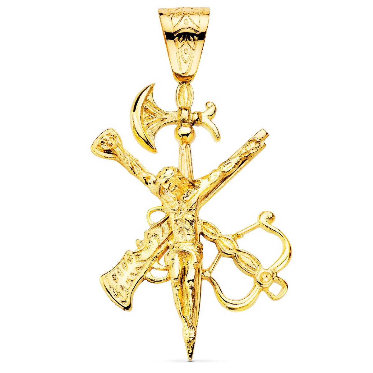 18K CRUZ ORO AMARILLO LEGIONARIO SIN CORONA 55X40 MM