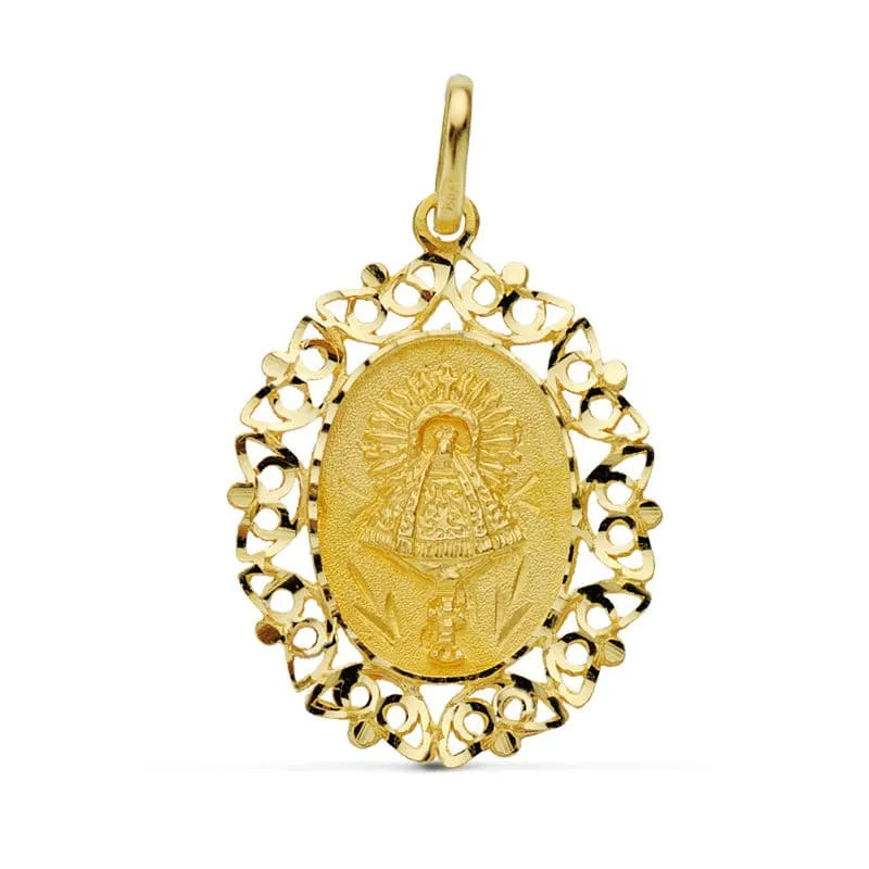 18K MEDALLA ORO AMARILLO VIRGEN DEL PILAR ORLA 30X22 MM