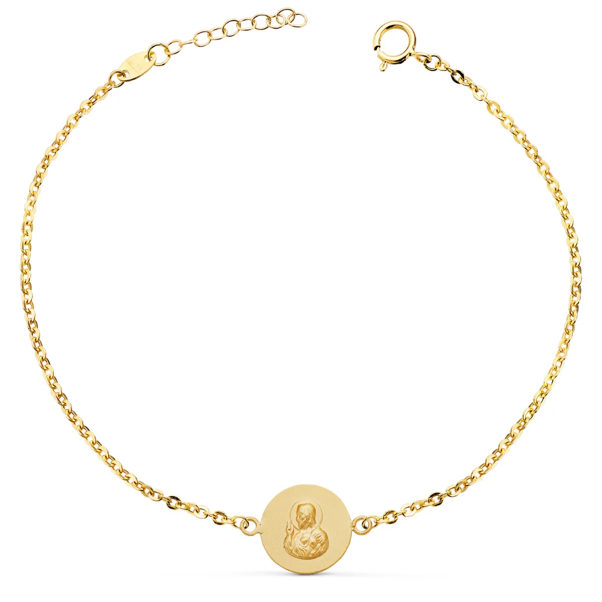 18K PULSERA ORO AMARILLO ESCAPULARIO ORO AMARILLO 12 MM.  LARGO: 18 2 CM