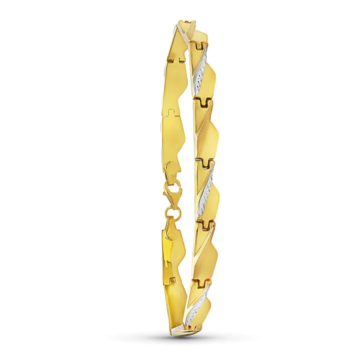18K PULSERA ORO BICOLOR ESTAMPACION