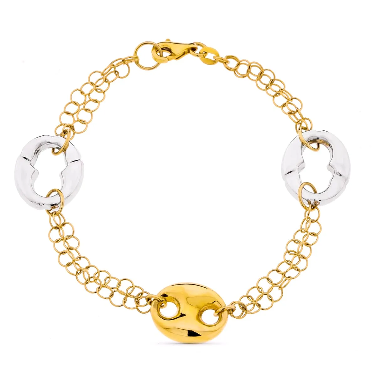 18K PULSERA BICOLOR NUDO BARCO