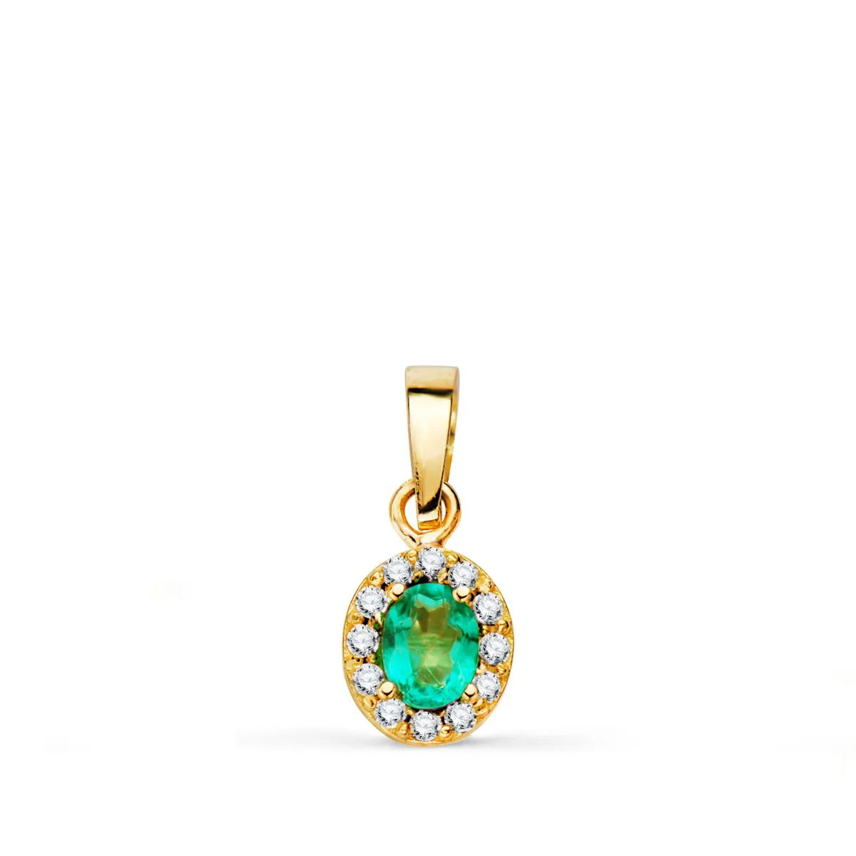 18K COLGANTE ORO AMARILLO PIEDRA OVAL TOPACIO PARAIBA Y CIRCONITAS. 6,5 X 5,5 MM.