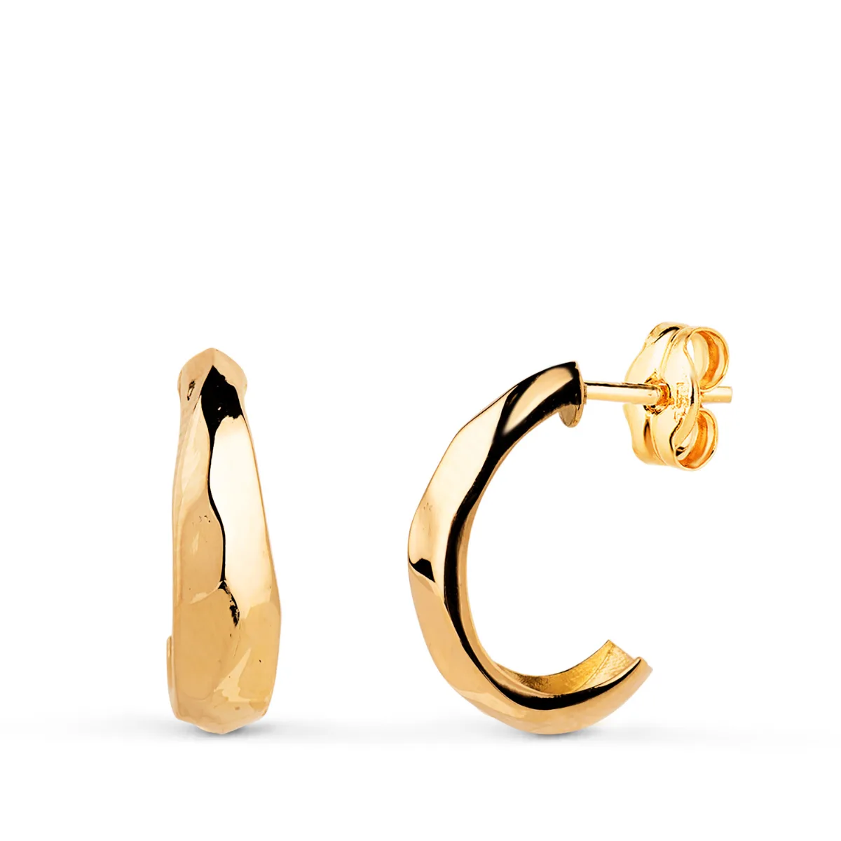 18K PENDIENTES ORO AMARILLO GALLONES EN BRILLO. MEDIDA: 14 X 5 MM. CIERRE PRESION