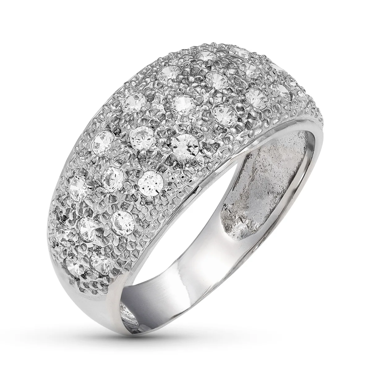 18K SORTIJA ORO BLANCO CON CIRCONITAS. ANCHO 10 MM
