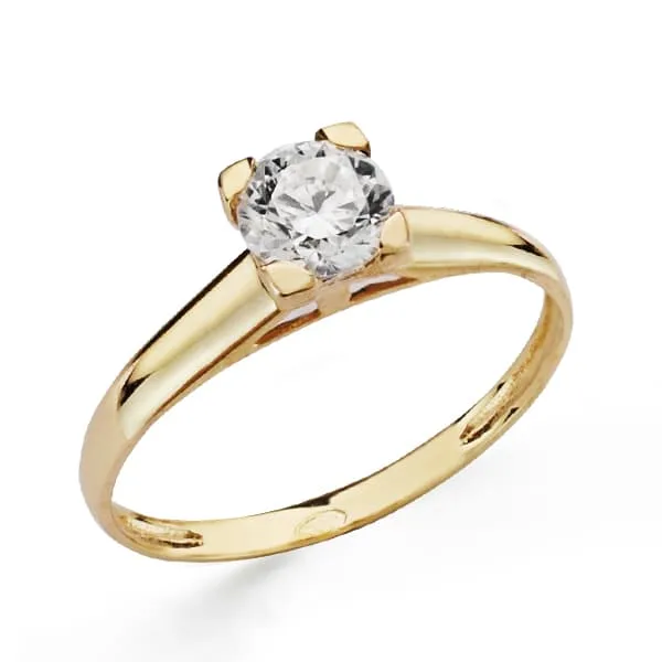 18K SOLITARIO ORO AMARILLO CIRCONITA 6 MM