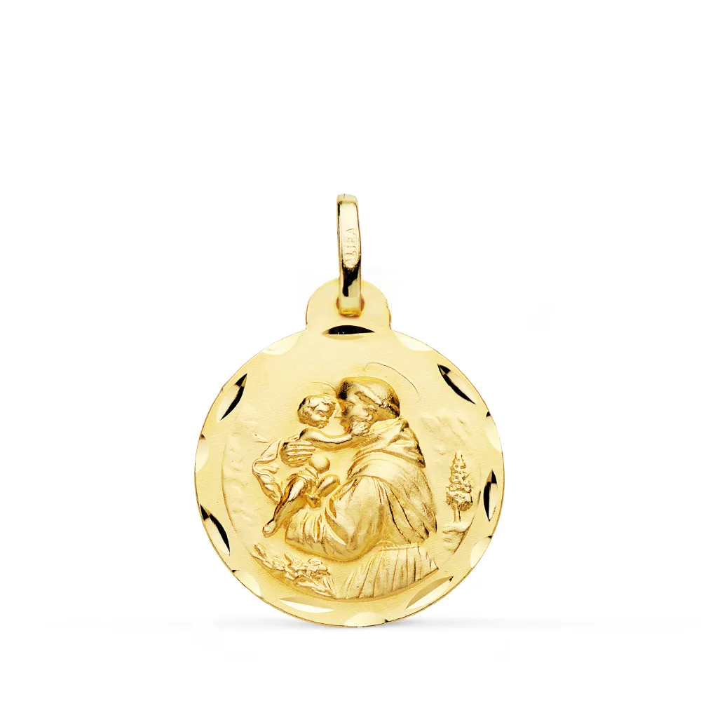 18K MEDALLA ORO AMARILLO SAN ANTONIO TALLADA 20 MM