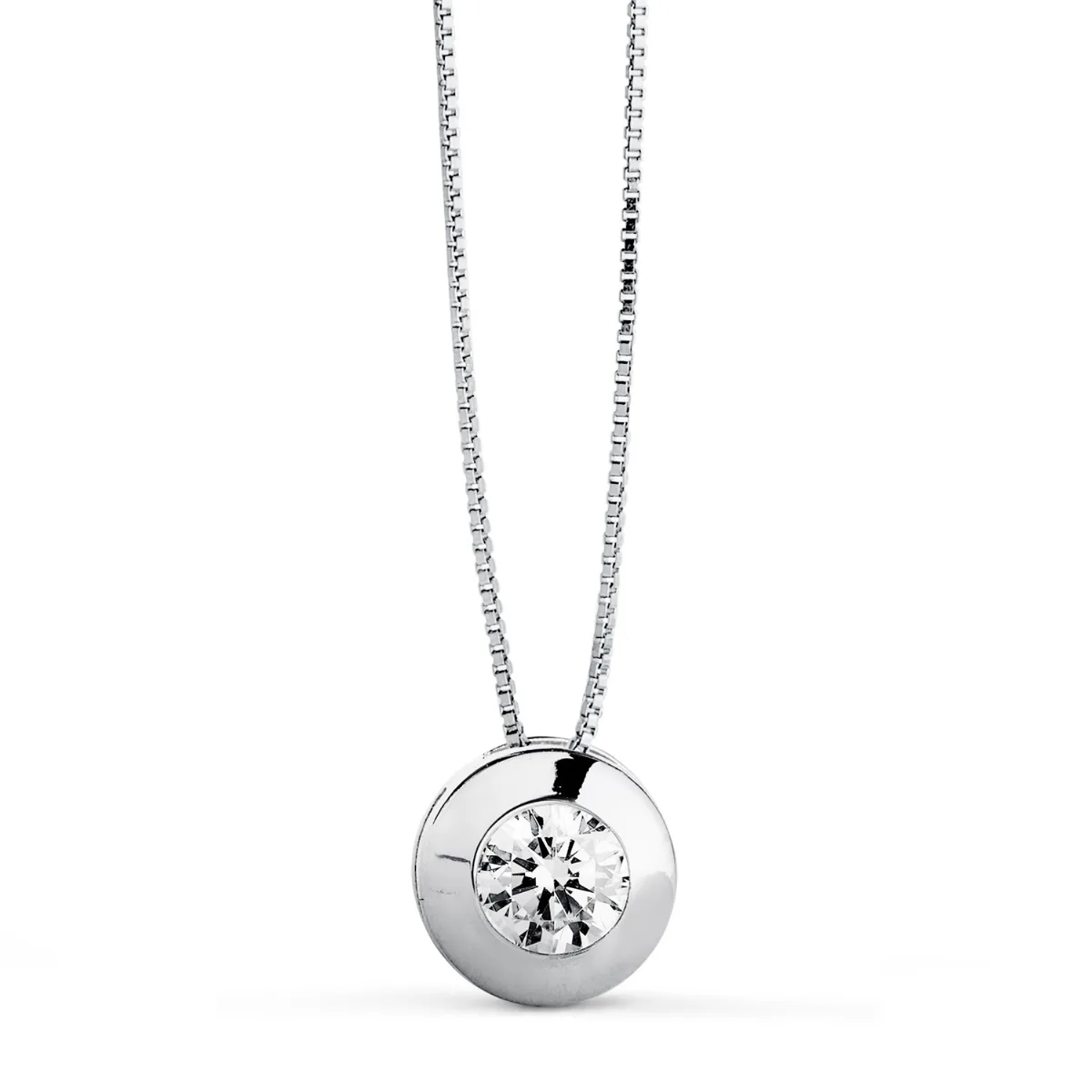 18K COLLAR ORO BLANCO CON CHATON Y CIRCONITA ANCHO: 7 MM. CADENA 42CM