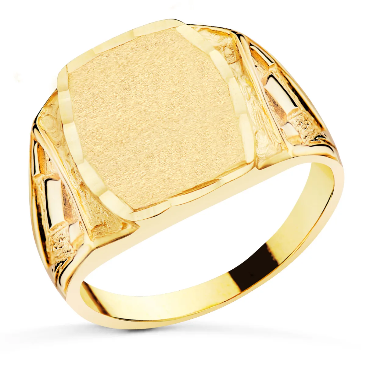 18K SELLO ORO AMARILLO CABALLERO MACIZO TALLADO ZONA GRABADO: 15X12 MM