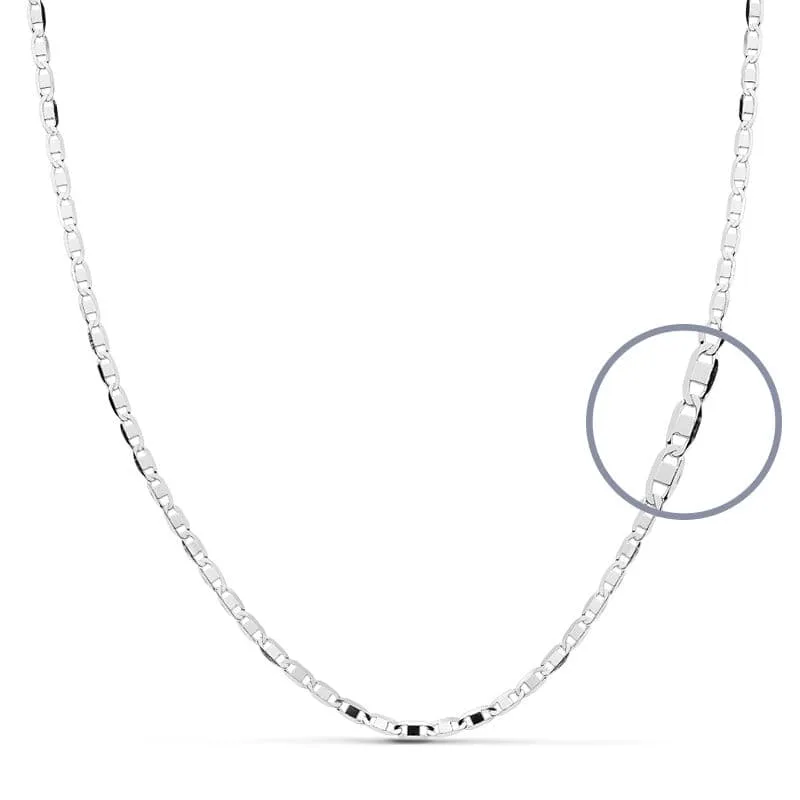 18K CADENA MACIZA ORO BLANCO 40CM 1.8 MM