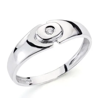 18K SOLITARIO ORO BLANCO DIAMANTE  NATURAL TALLA BRILLANTE. 0.040 QTS. ANCHO: 6MM