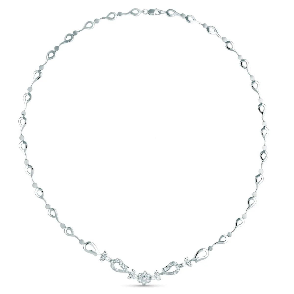 18K GARGANTILLA ORO BLANCO JUEGO NOVIA ARTICULADO 42CM CIERRE MOSQUETON