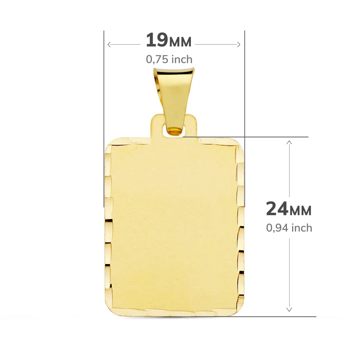 18K PLACA CHAPA ORO AMARILLO MATE TALLADA 24X19 MM — vista 2