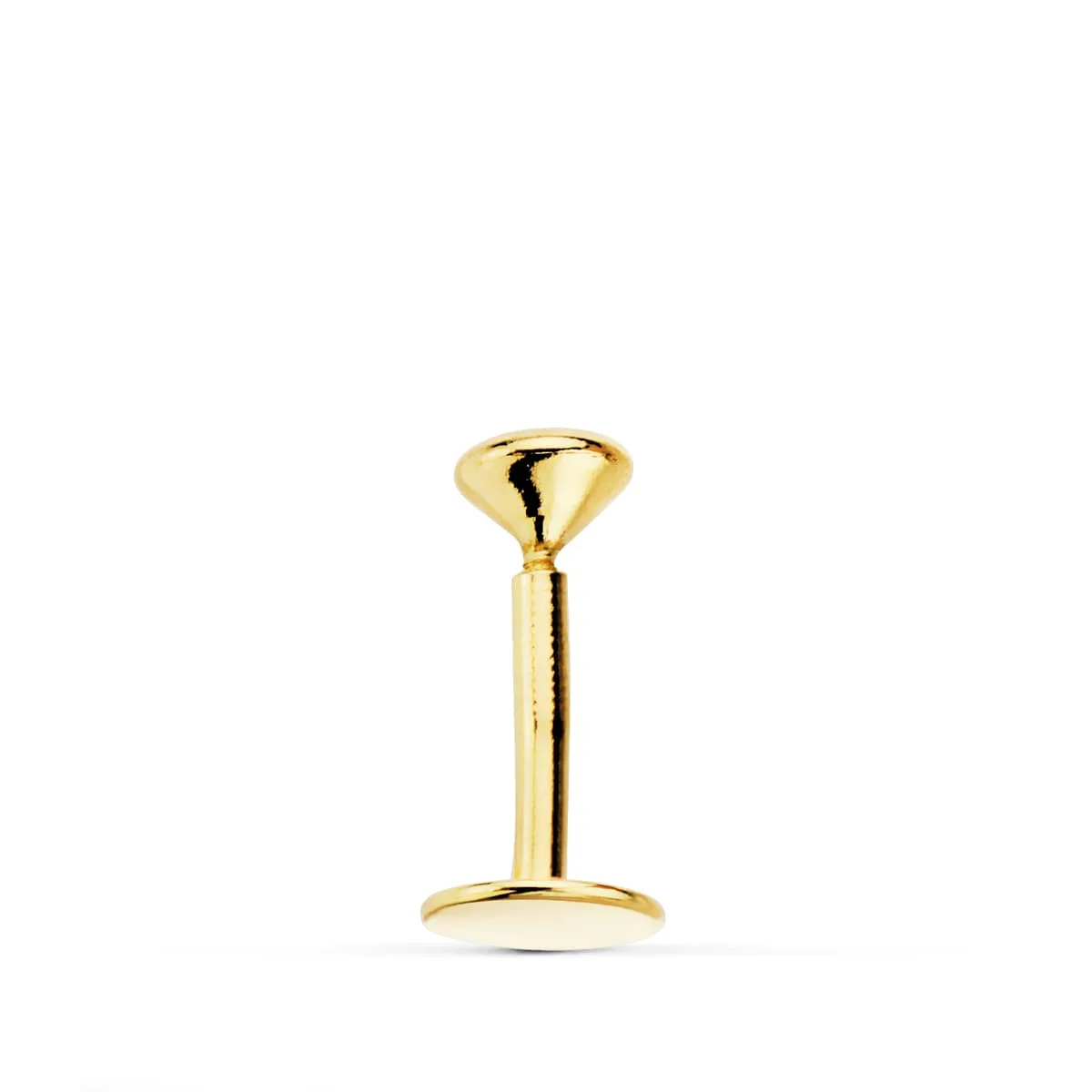 18K PIERCING LABIO ORO AMARILLO CIRCONITA BOCEL 3 MM GRUESO BARRA 1.20 MM LONGITUD 7 MM TOTAL PIERCING 9 MM CIERRE TUERCA — vista 3
