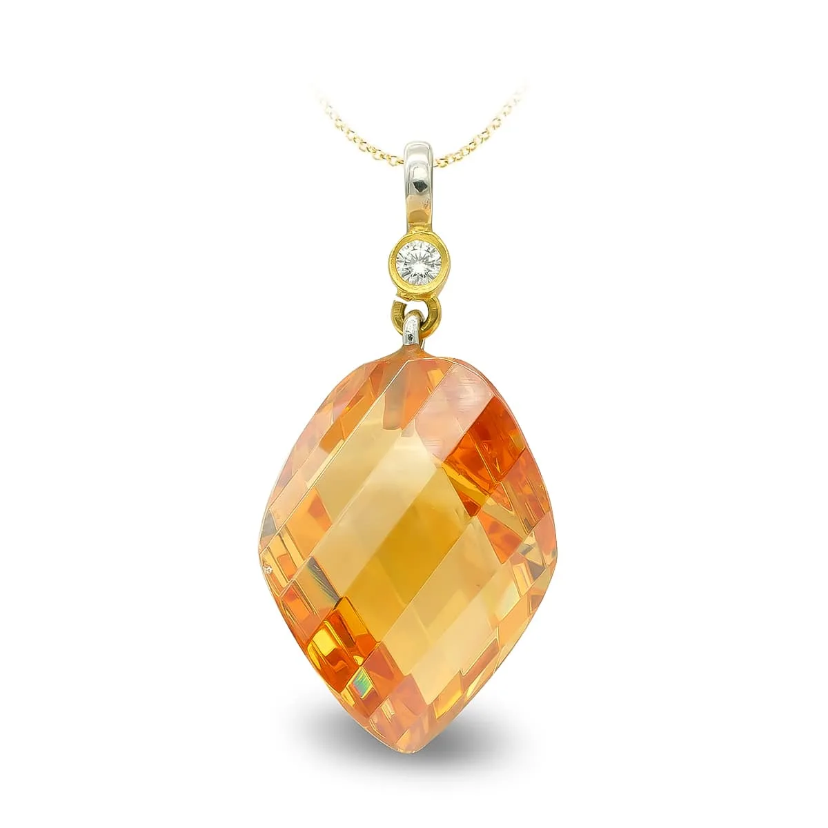 18K COLGANTE ORO BICOLOR TOPACIO 20 MM CIRCONITA