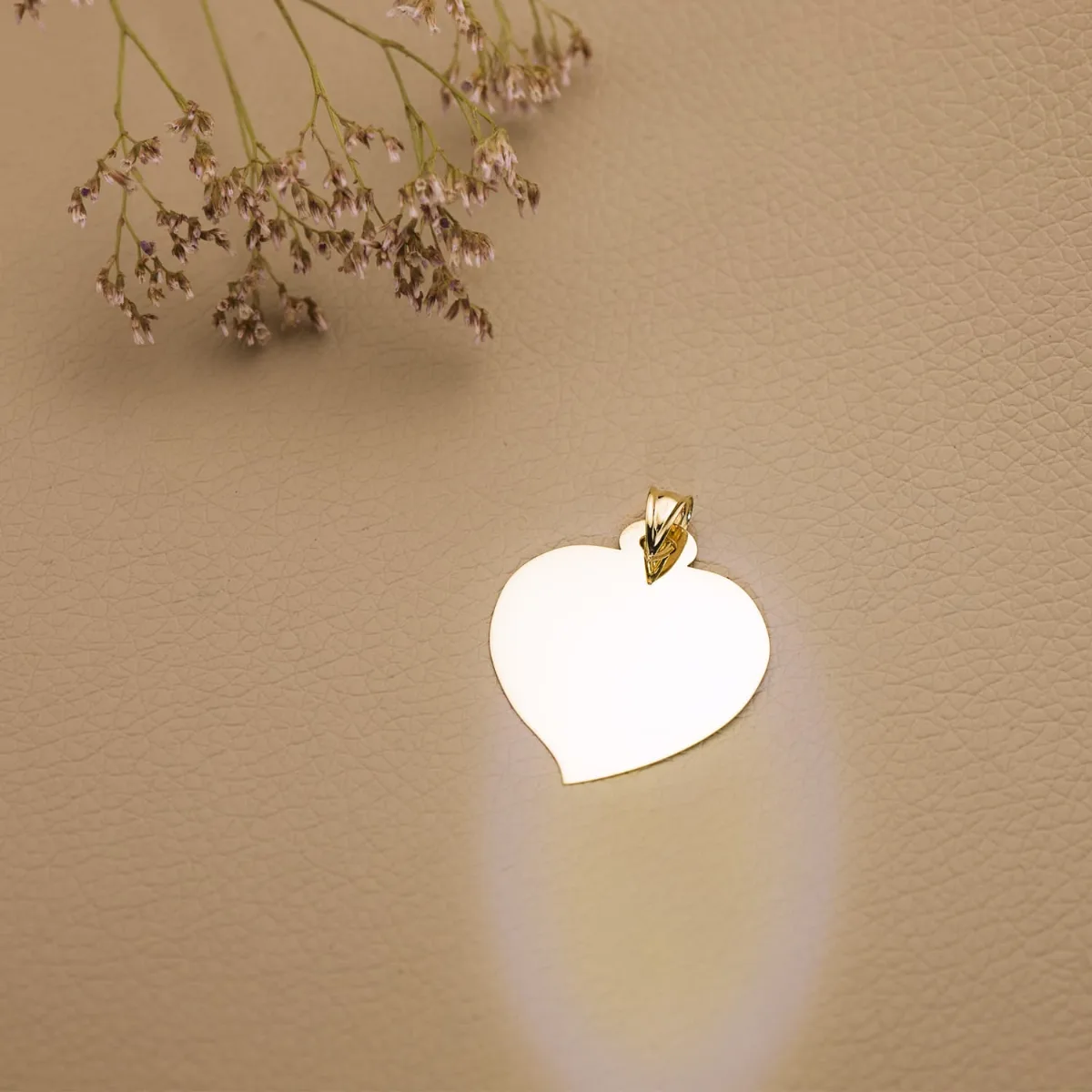 18K PLACA CHAPA ORO AMARILLO CORAZON BRILLO 28X28 MM C. AMOR — vista 2