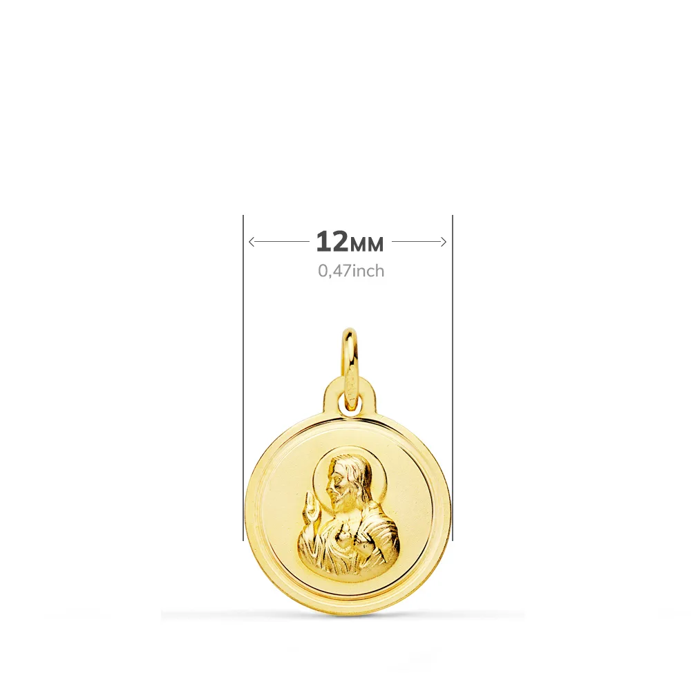 18K ESCAPULARIO ORO AMARILLO BISEL ORO AMARILLO VIRGEN DEL CARMEN CORAZON DE JESUS 12 MM — vista 3