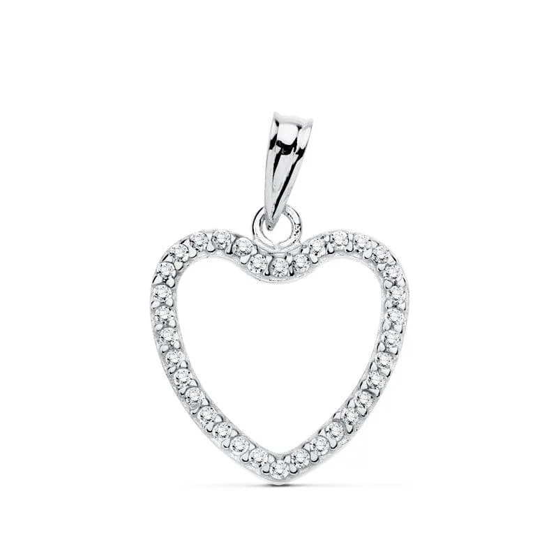 18K COLGANTE CORAZON ORO BLANCO CIRCONITA 16X16 MM C. AMOR