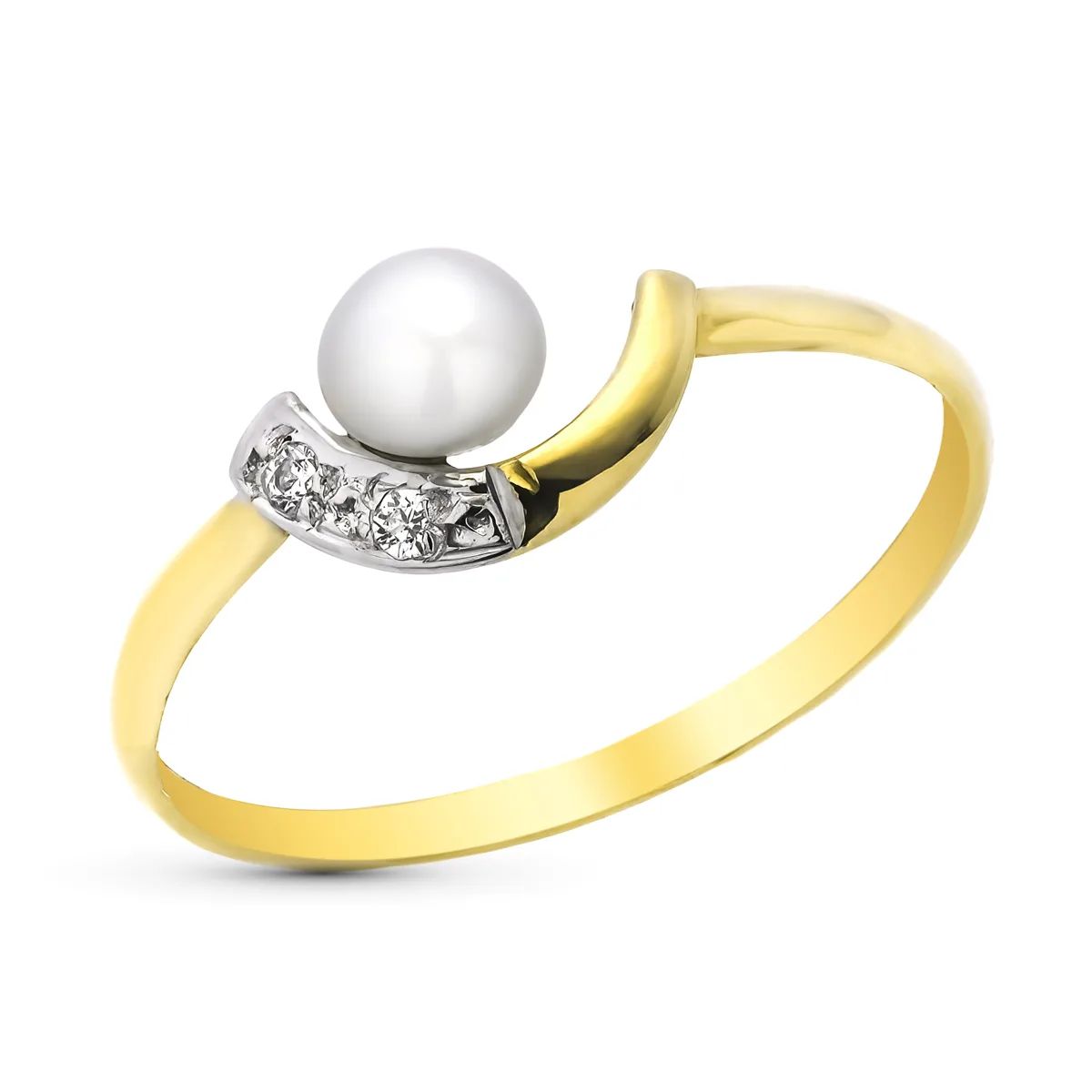 9K SORTIJA ORO AMARILLO CON PERLA DE 4,5 MM Y CIRCONITAS. ANCHO: 6,5 MM